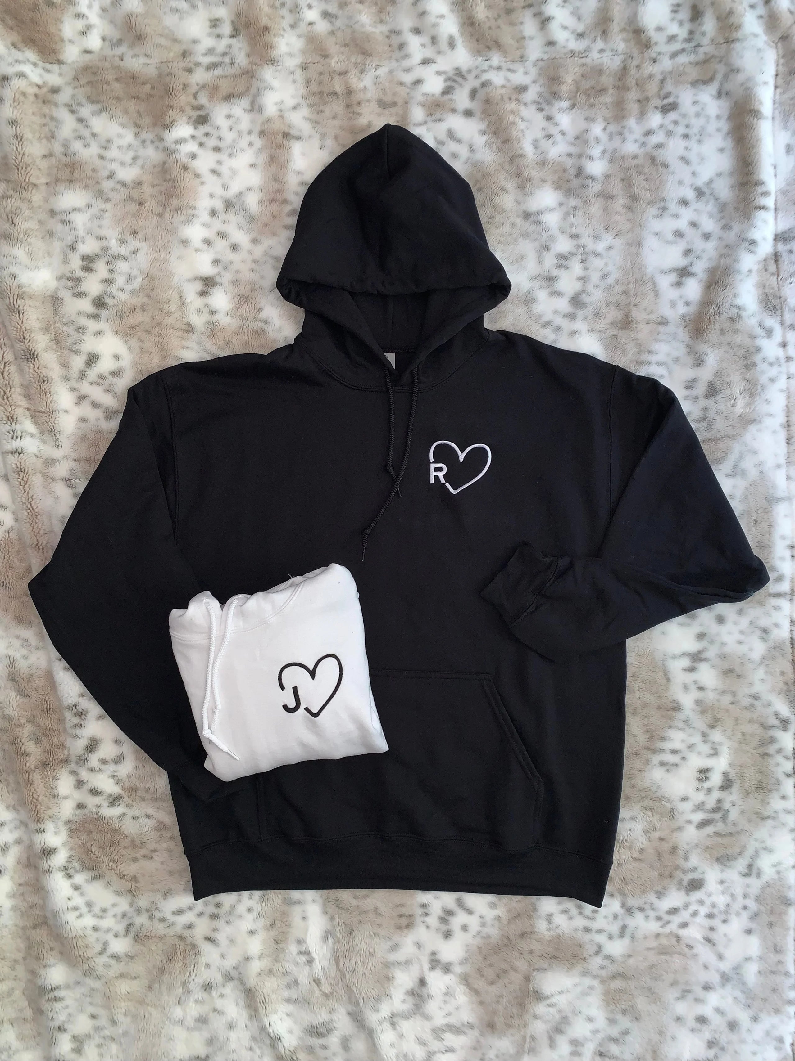 Heart Initials Matching Couples Embroidery-ilovevango
