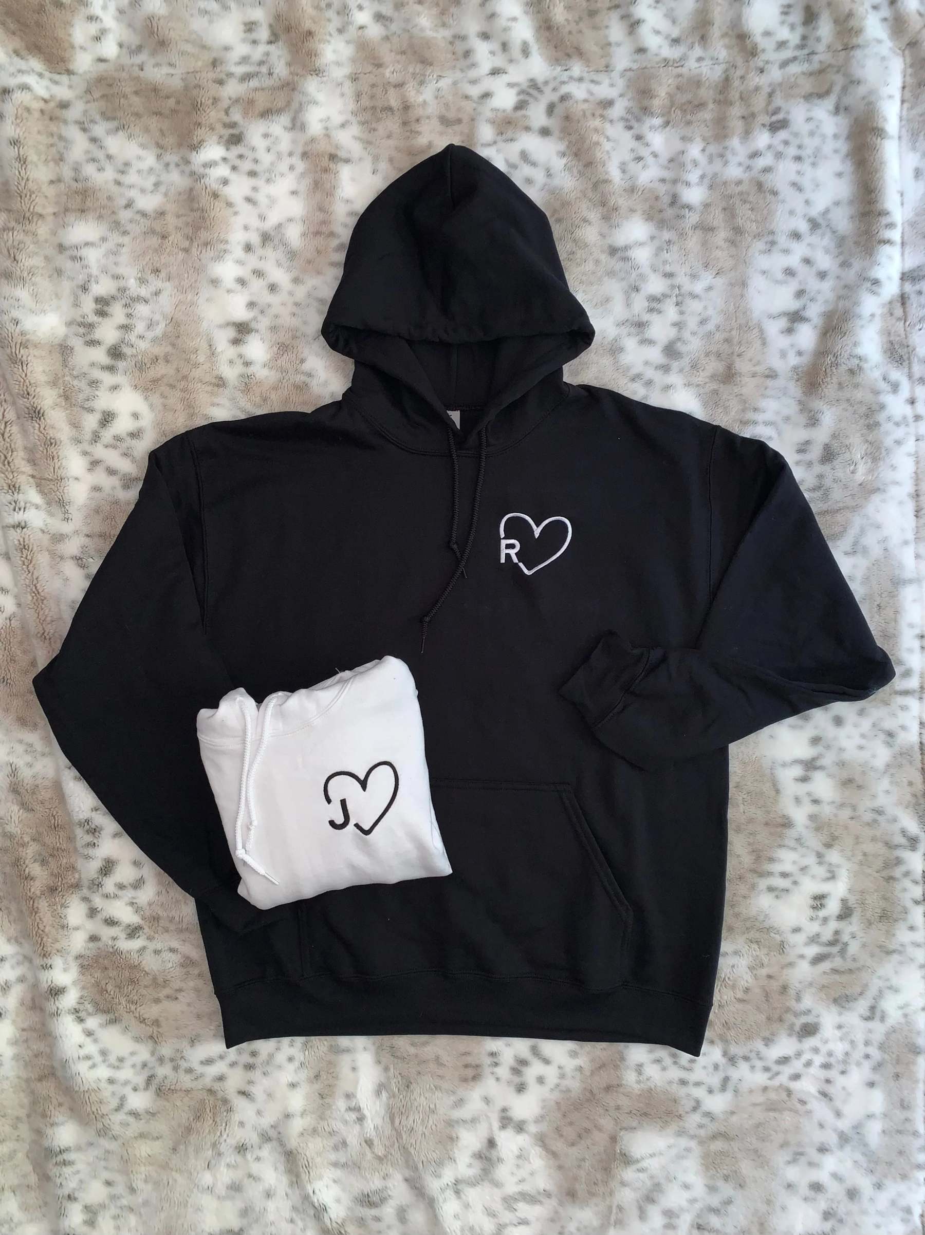 Heart Initials Matching Couples Embroidery-ilovevango