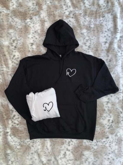 Heart Initials Matching Couples Embroidery-ilovevango