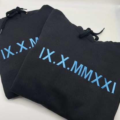 Custom Embroidered Roman Numeral Sweatshirt, Personalized Anniversary Gift for Matching Couples