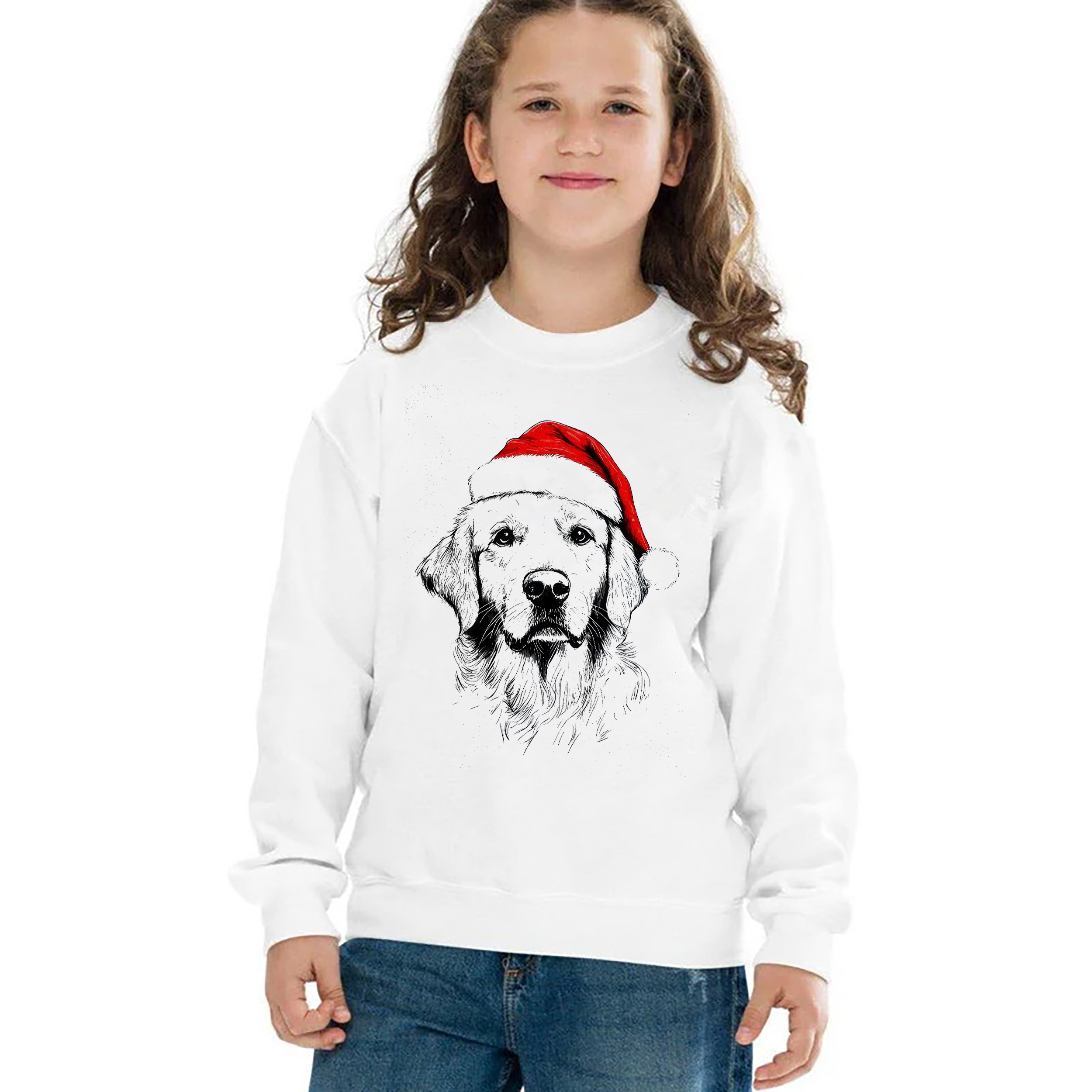 Custom Pet Christmas Sweatshirt - Personalized Dog/Cat Santa Hat Graphic Crewneck