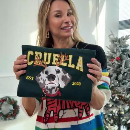 Customized Pet Face Pattern Christmas Reindeer Embroidered Sweatshirt/Hoodie