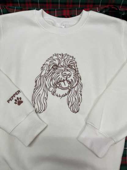 Personalized Pet Portrait Drawing Embroidered Sweatshirt Hoodie T-shirt