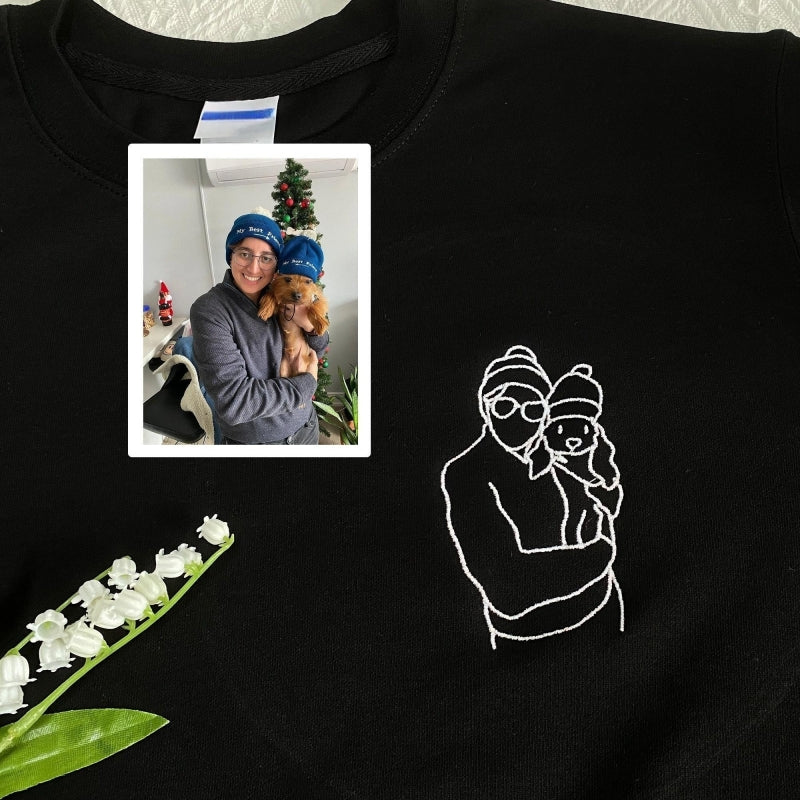 Personalized Embroidered Outline Photo Sweatshirt