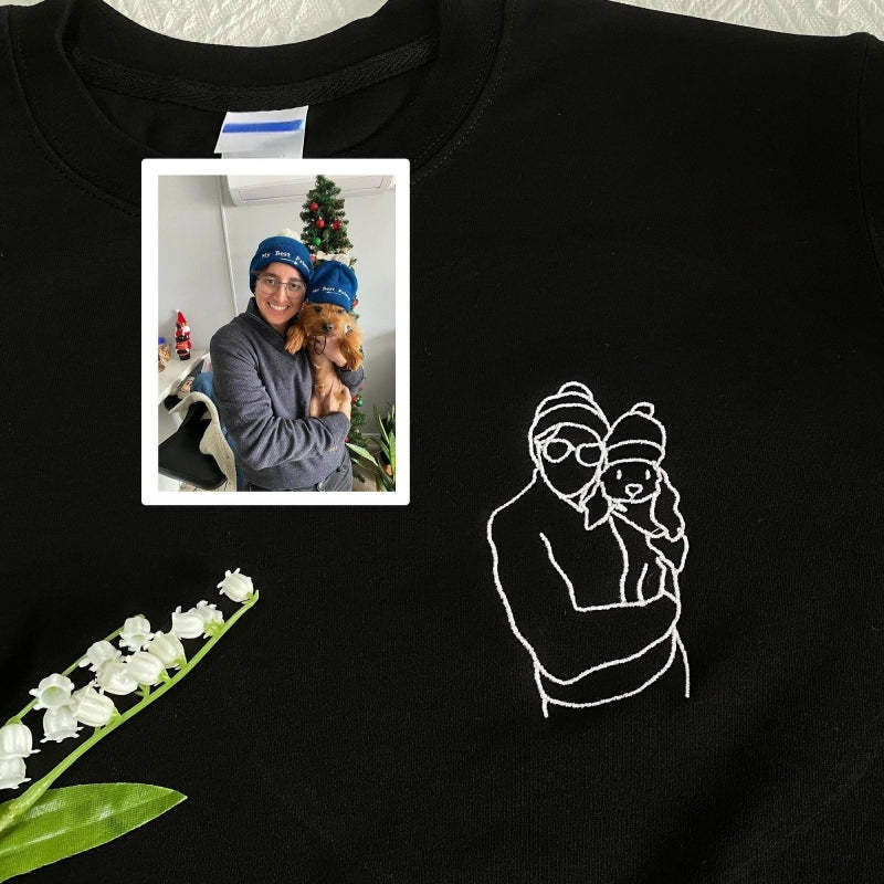 Personalized Embroidered Outline Photo Sweatshirt