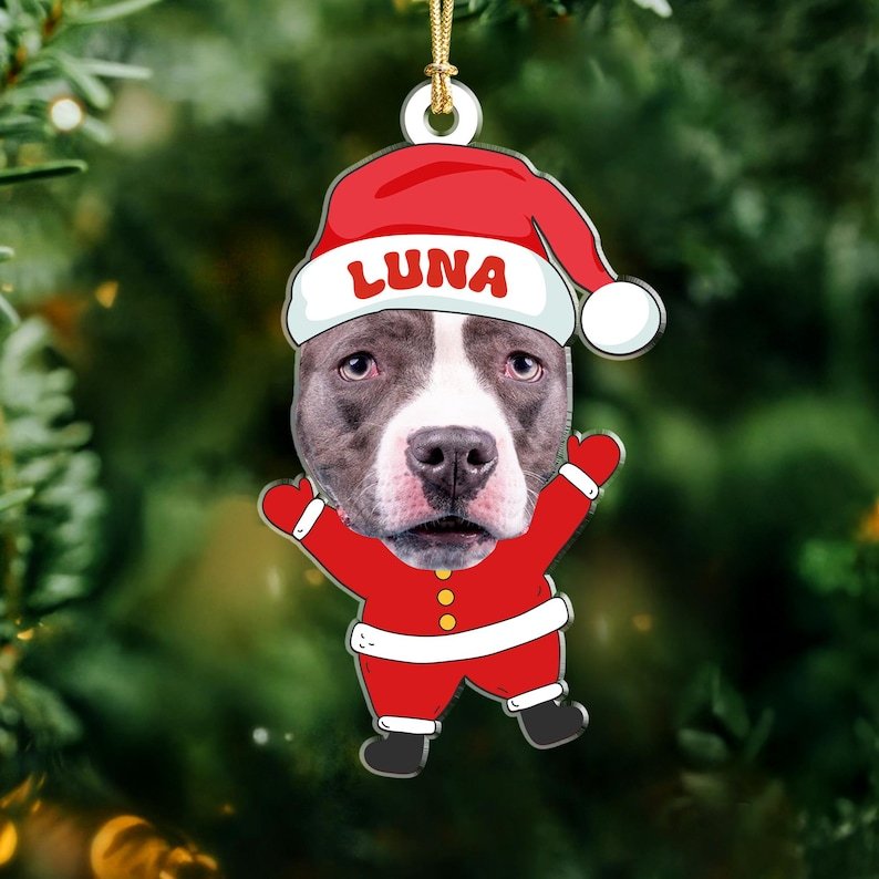 Custom Pet Photo Christmas Ornament, Funny Dog Cat Horse Bunny Cow Ornament