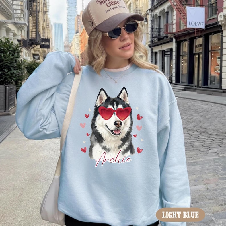 Custom Watercolor Style Pet Photo Valentine's Sweatshirt Hoodie T-shirt
