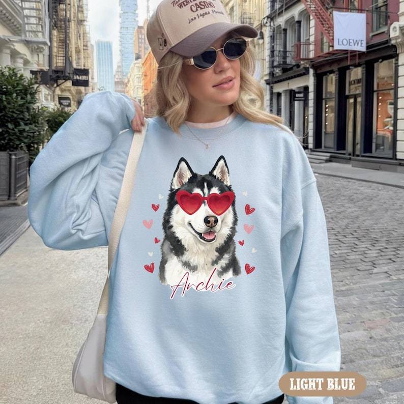 Custom Watercolor Style Pet Photo Valentine's Sweatshirt Hoodie T-shirt