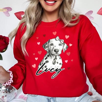 Custom Dog Heart Printed Shirt with Photo, Valentine Dog Sweatshirt Dog Mom Tee