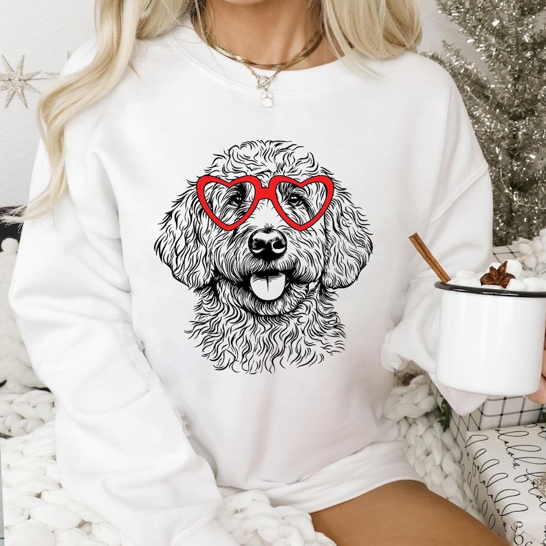 Custom Pet Valentine’s Day Sweatshirt - Personalized Dog/Cat Heart Glasses Graphic Crewneck