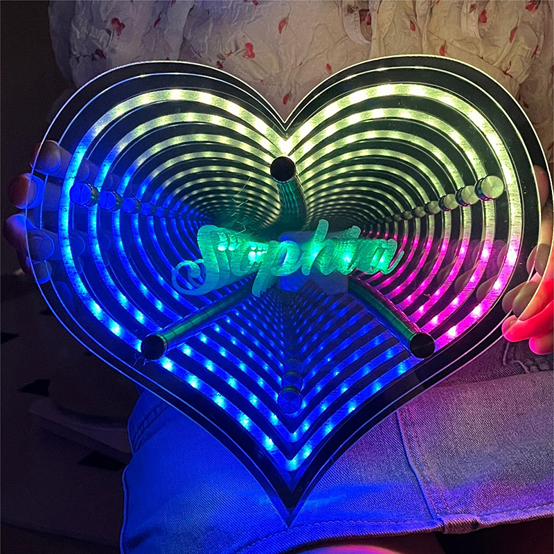 🔥Hot Sale🔥Personalized infinite heart-shaped mirror name lamp