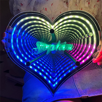 🔥Hot Sale🔥Personalized infinite heart-shaped mirror name lamp