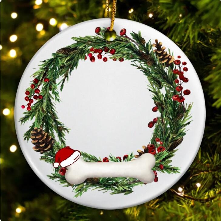 Custom Photo Lovely Pet Face - Christmas Gift For Pet Lovers, Pet Memorial - Personalized Circle Ceramic Ornament-ilovevango