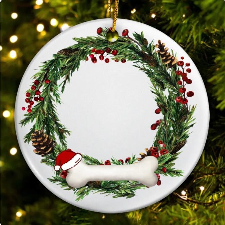 Custom Photo Lovely Pet Face - Christmas Gift For Pet Lovers, Pet Memorial - Personalized Circle Ceramic Ornament-ilovevango