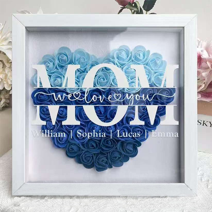 Mum We Love You - Personalized Flower Shadow Box