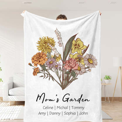 Customized Birth Flower Family Bouquet Blanket