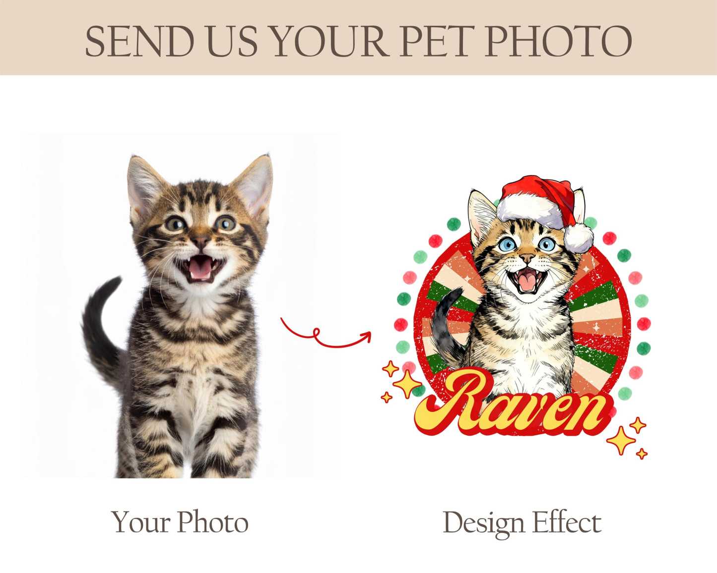 Custom Pet Christmas T-Shirt Sweatshirt Using Pet Photo + Name