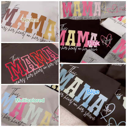 Wear Your Heart on Your Sleeve – Personalized Mama Sweatshirt with Kids’ Names | for Mom and Grandma Gift