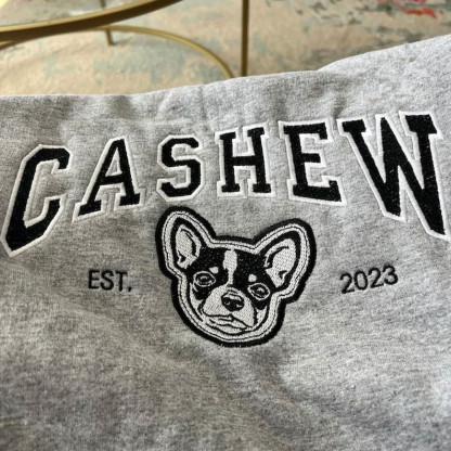 Personalized Embroidered Sweatshirt with Pets Name, Custom Dog Face Hoodie