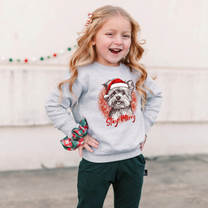 PetFiestas® Custom Pet Santa Hat Sweatshirt with Christmas Circle Background