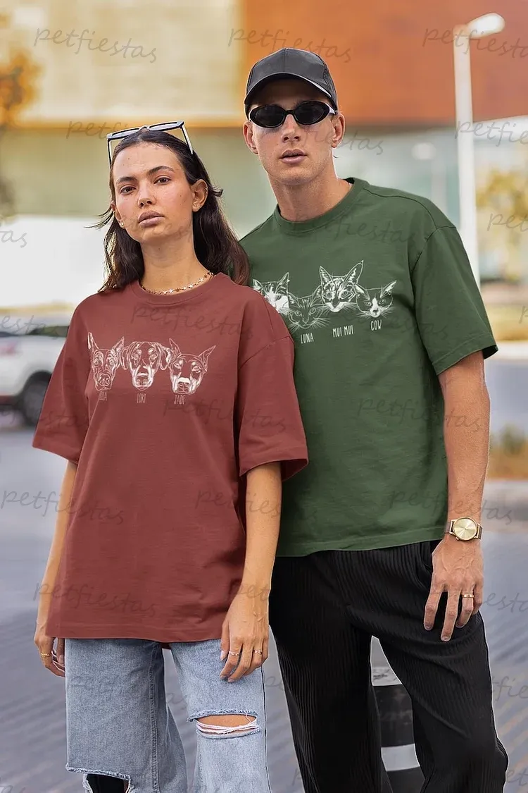 Custom Pet Photo + Name Printing T-shirt Custom Dog Cat Graphic Tee Sweatshirt Hoodie