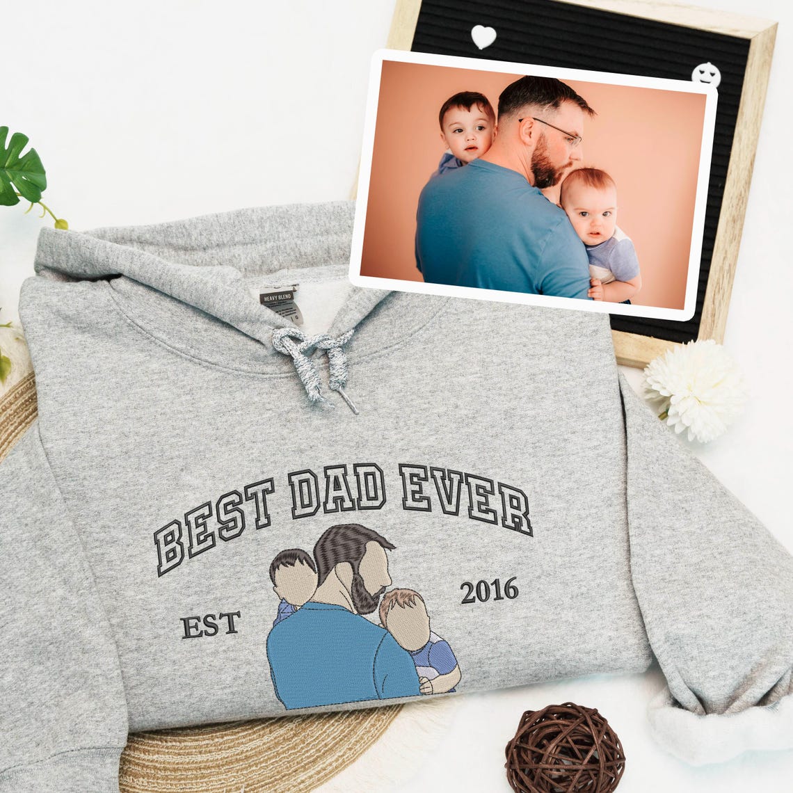 Best Dad Ever Shirt ,Custom Embroidered Portrait From Photo Sweatshirt,Dad Portrait Hoodie