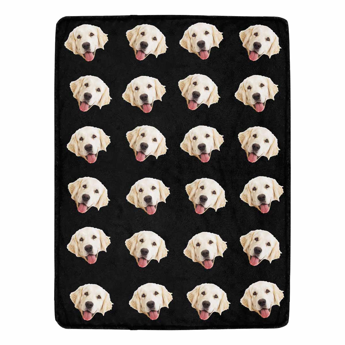 Personalized Dog Portrait Throw Blanket, Custom Blanket With Photo, Custom Pet Face Black Ultra-Soft Micro Fleece Blanket, Customized Throw Blanket For Kids/Adults/Family Gift-ilovevango