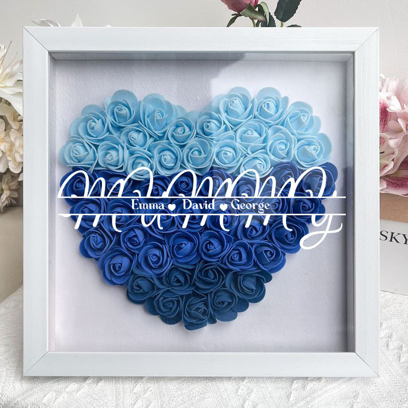 Personalized Flower Shadow Box With Kid's Name For MUMMY- Mother's Day Gift