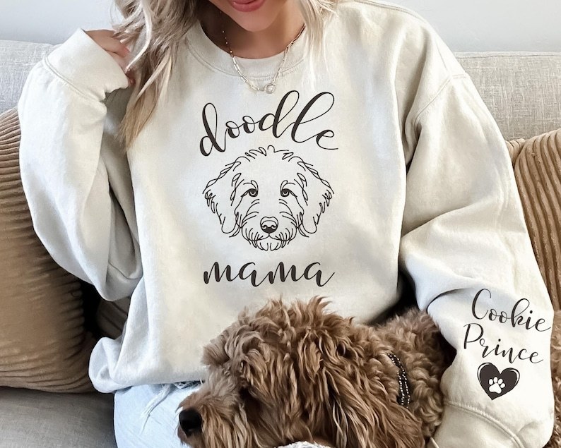 Custom Dog Mama Sweatshirt with Dog Photo, Dog Photo Printed Hoodie T-shirt