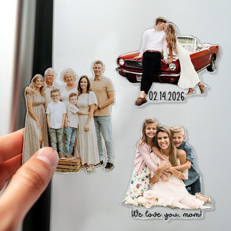 Custom Acrylic Family Photo Magnet, Personalized Family Picture Fridge Magnets