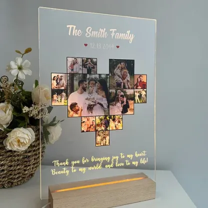 Custom Heart Photo LED Light Frame With Text