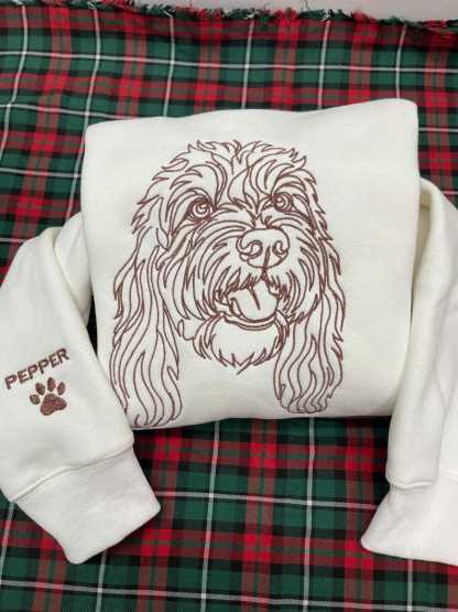 Personalized Pet Portrait Drawing Embroidered Sweatshirt Hoodie T-shirt