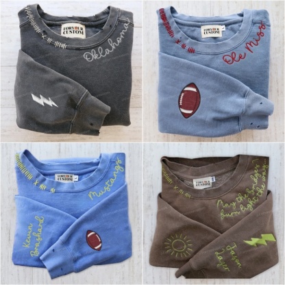 VINTAGE CUSTOM CREW-Custom Embroidered Hand Distressed Crew Neck Sweatshirt