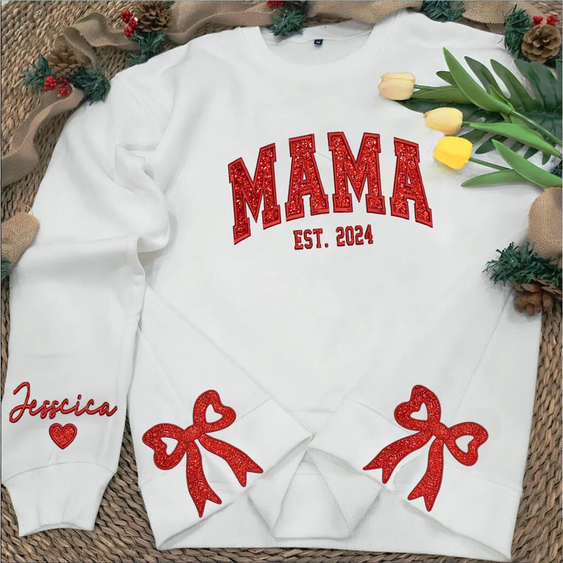 Personalized Green/Red Merry Christmas Bow Side Shirt