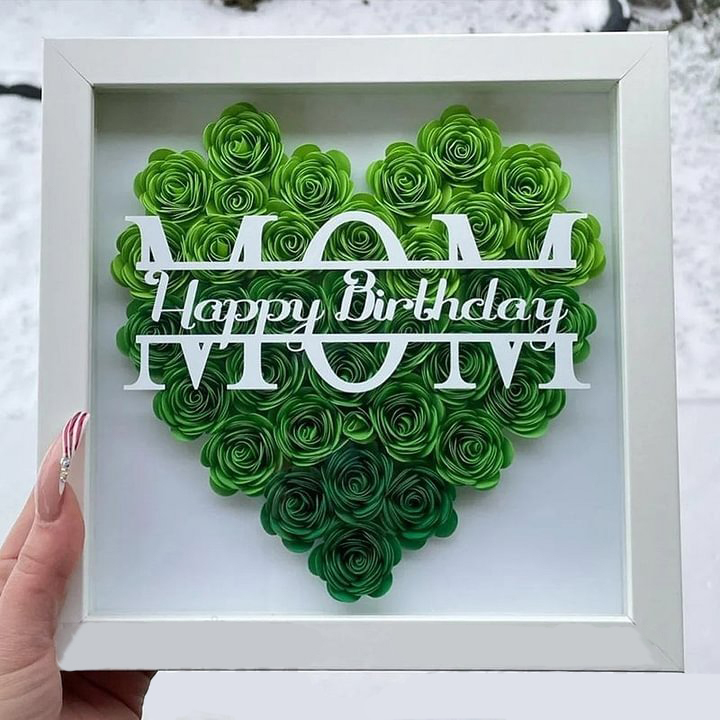 Personalized Mum Flower Shadow Box With Kids Name