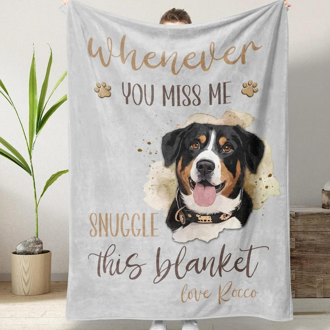 Custom Dog Memorial Blanket Using Pet Photo + Name Personalized Pet Memorial Blankets