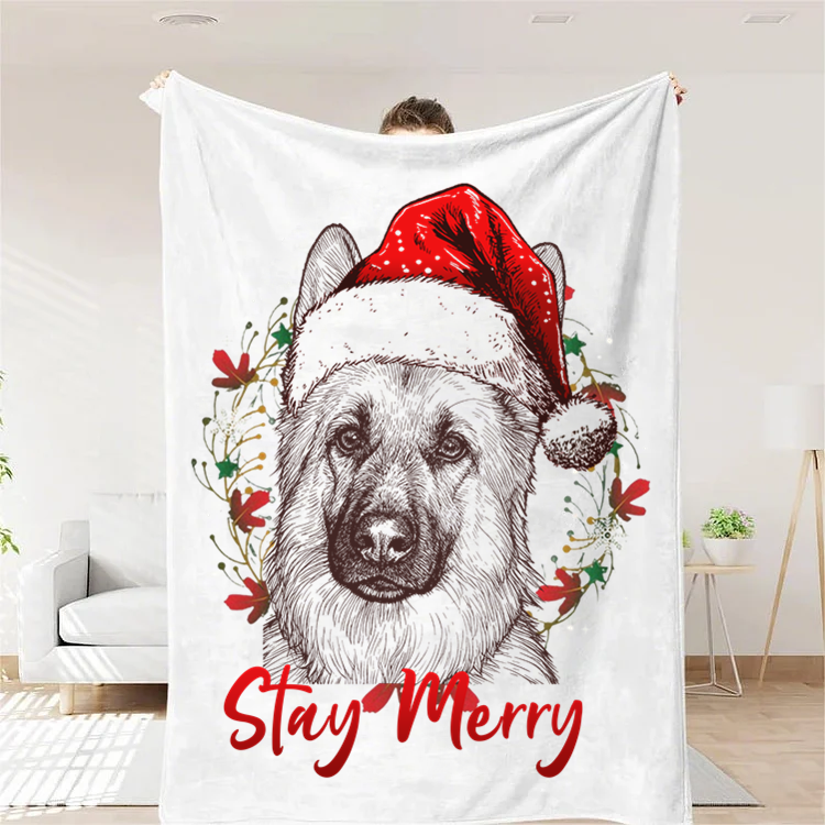 PetFiestas® Stay Merry Custom Pet Santa Hat Christmas Blanket