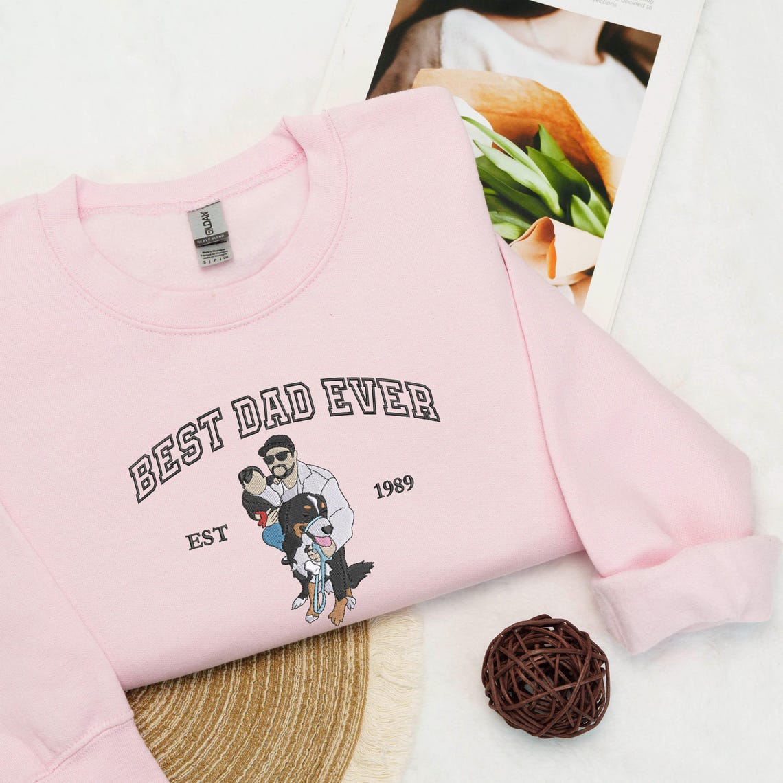 Best Dad Ever Shirt ,Custom Embroidered Portrait From Photo Sweatshirt,Dad Portrait Hoodie