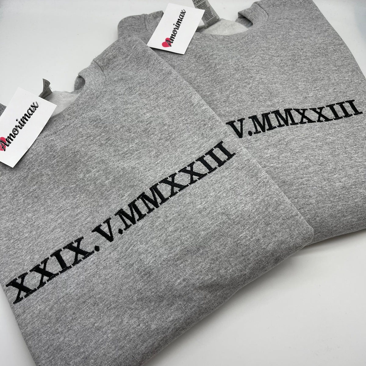 Custom Embroidered Roman Numeral Sweatshirt, Personalized Anniversary Gift for Matching Couples