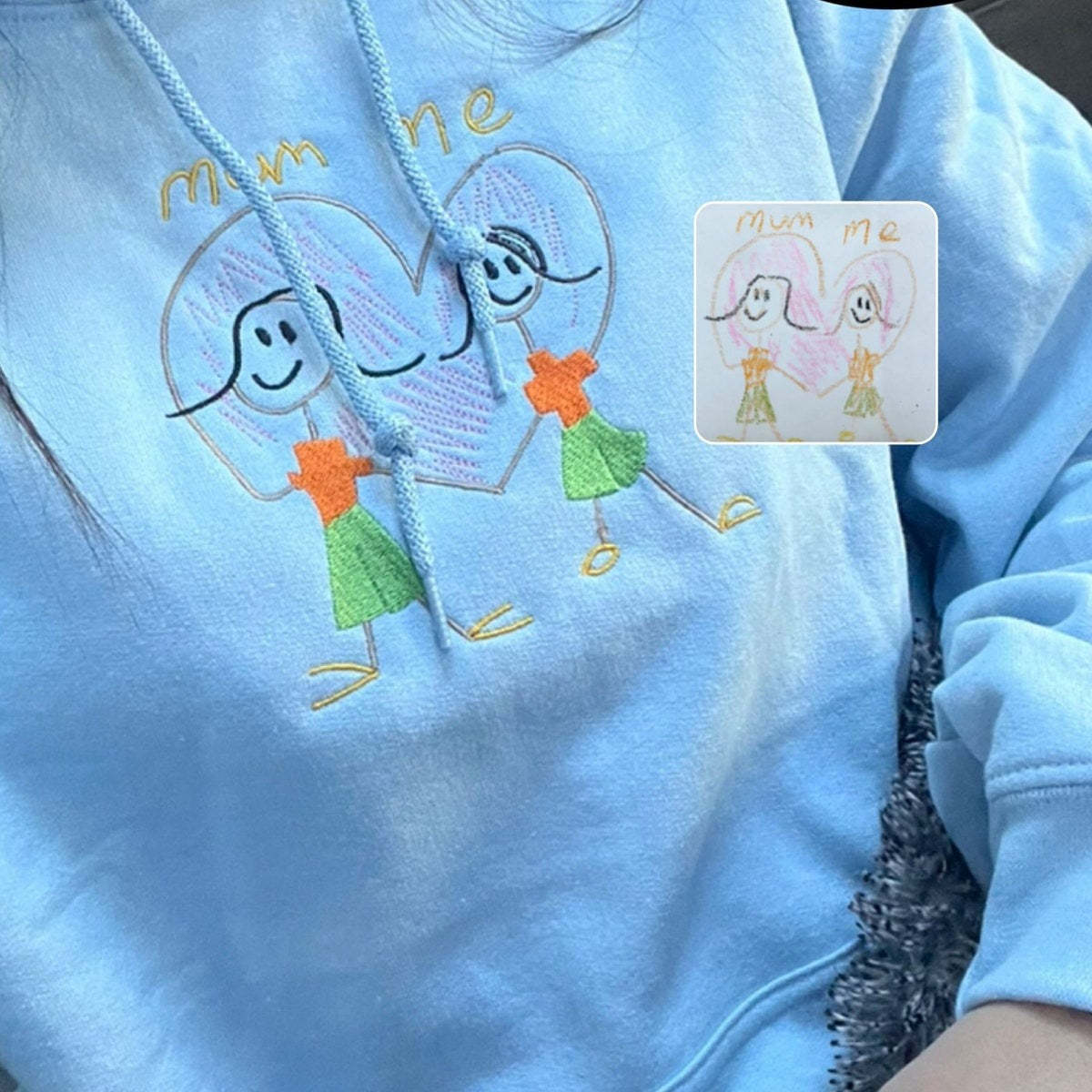Custom Kids Drawing Sweatshirt – Personalized Art Hoodie, Unique Gift for Mom, Dad, or Grandparents