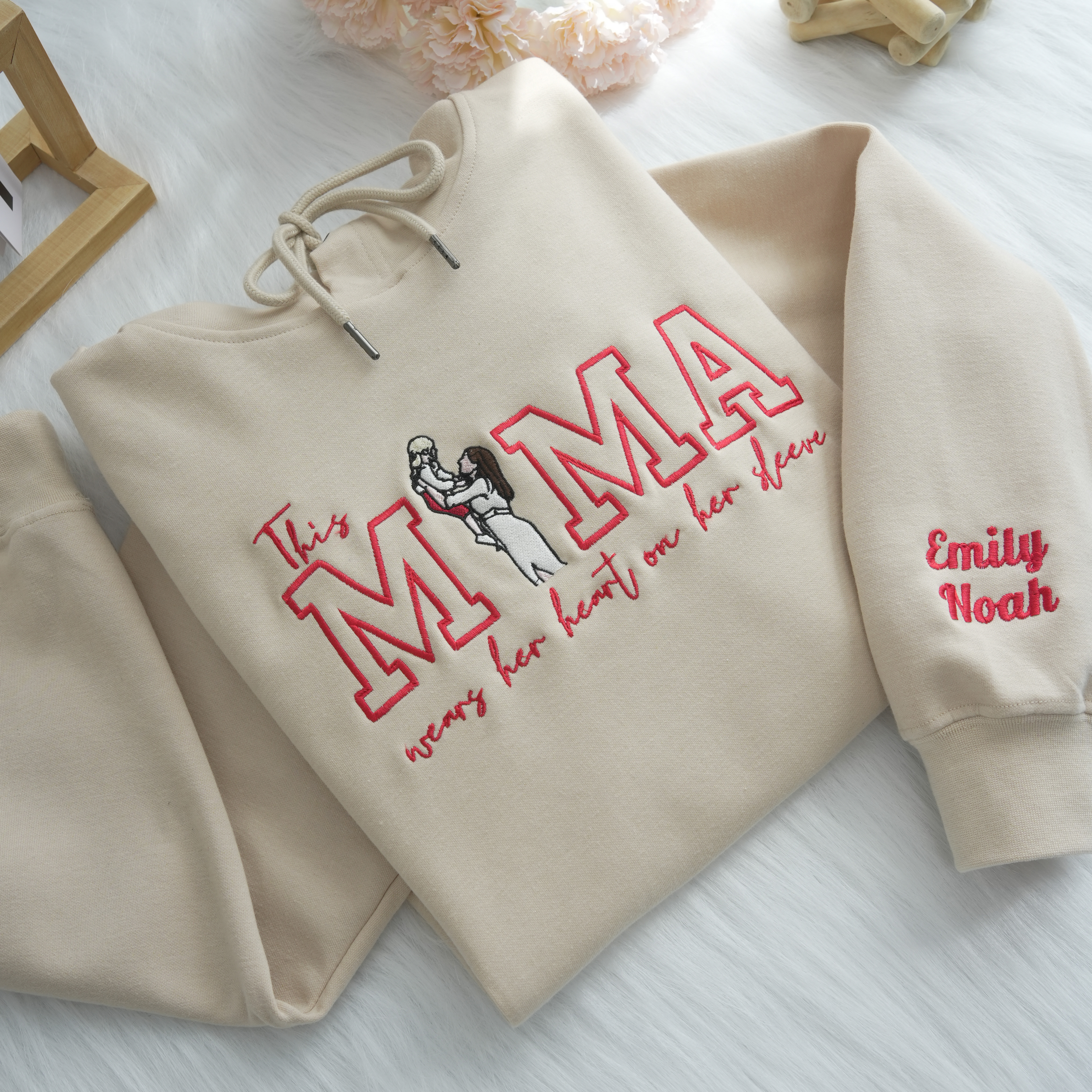 Mom Wears Her Heart on Her Sleeves: Custom Photo T-Shirt & Sweatshirt for Mama