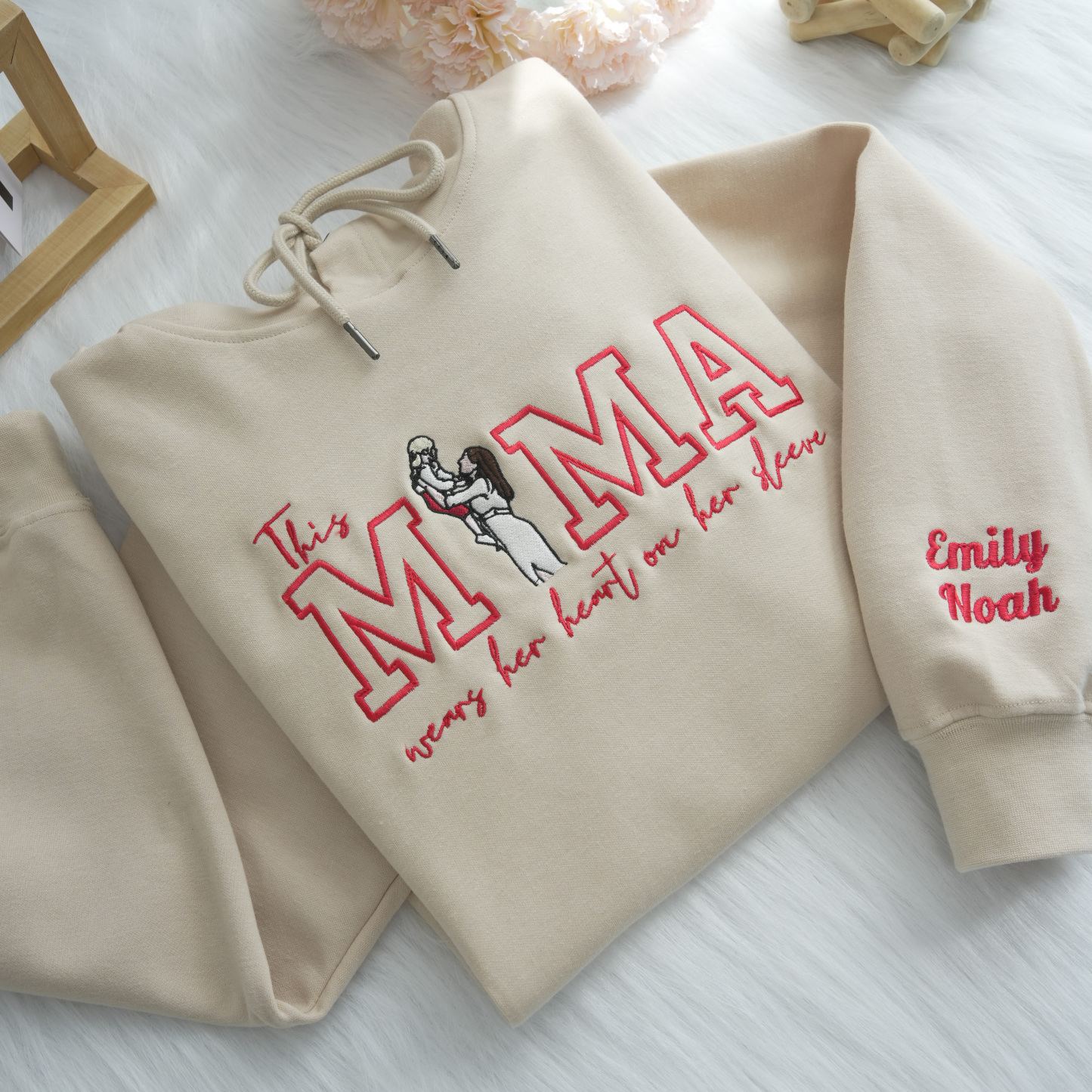 Mom Wears Her Heart on Her Sleeves: Custom Photo T-Shirt & Sweatshirt for Mama