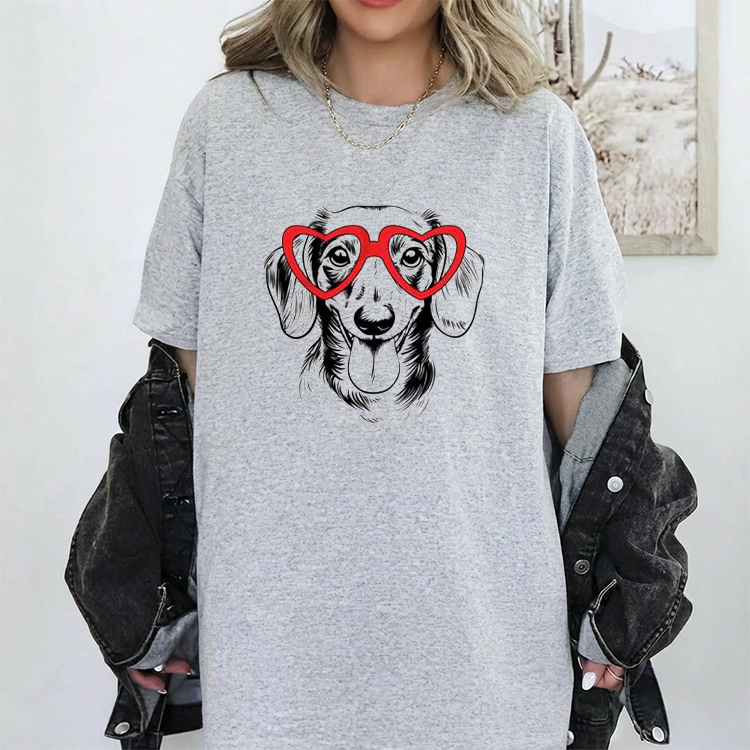 Custom Pet Valentine’s Day Sweatshirt - Personalized Dog/Cat Heart Glasses Graphic Crewneck