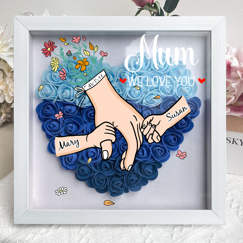 Family Love Blooms Forever – Personalised Mum & Grandma Flower Shadow Box with Names