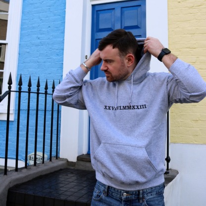 Custom Embroidered Roman Numeral Sweatshirt, Personalized Anniversary Gift for Matching Couples