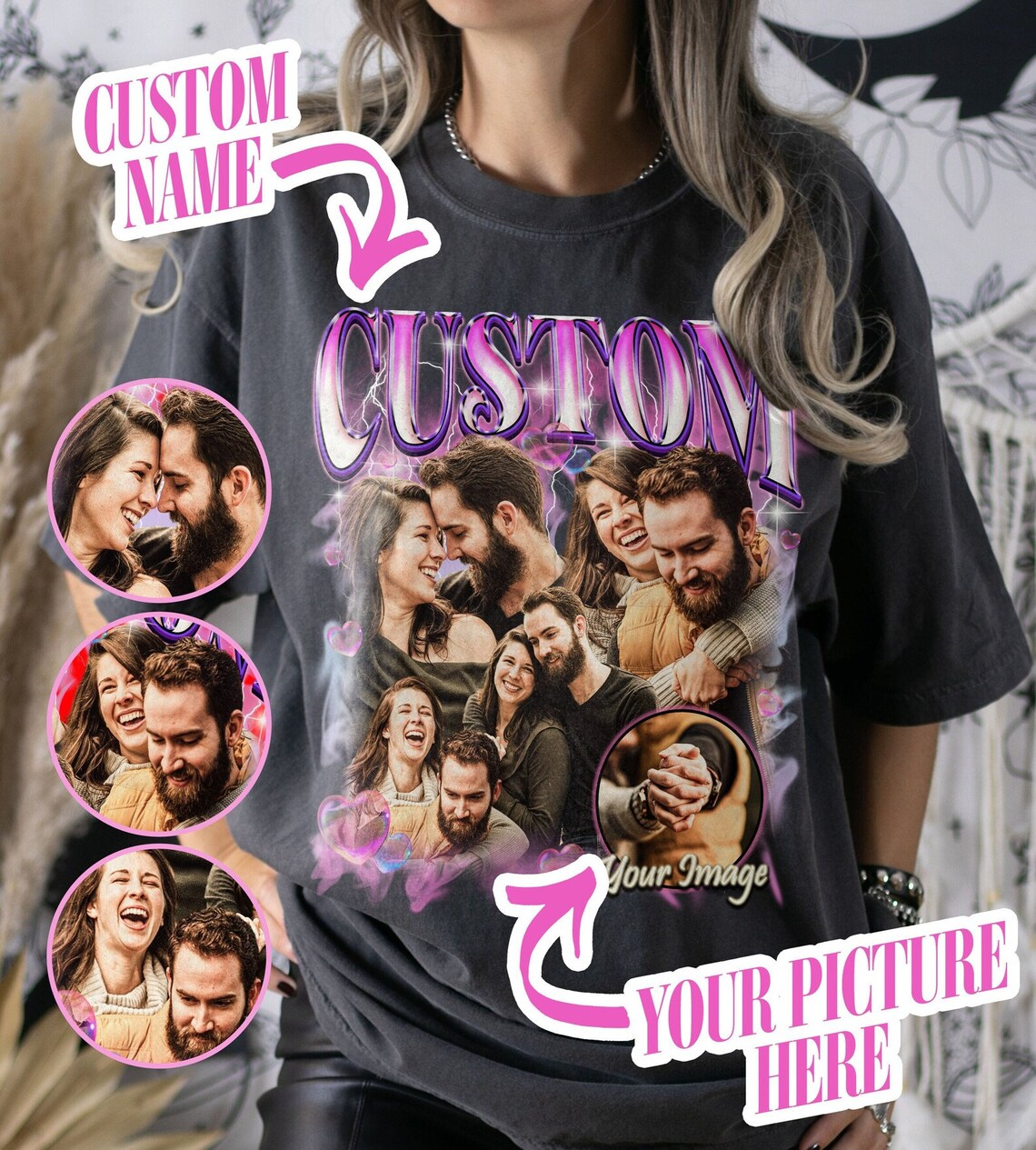 Customized Couple Photo Vintage T-Shirts