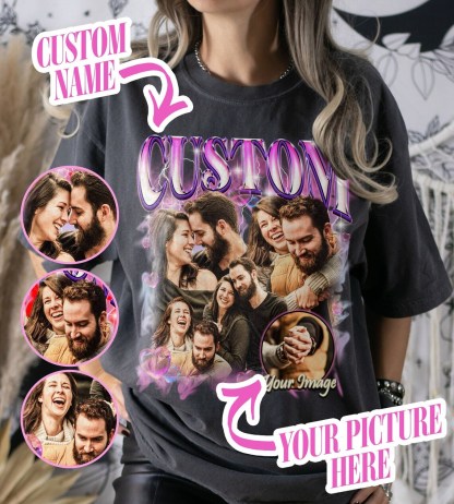 Customized Couple Photo Vintage T-Shirts