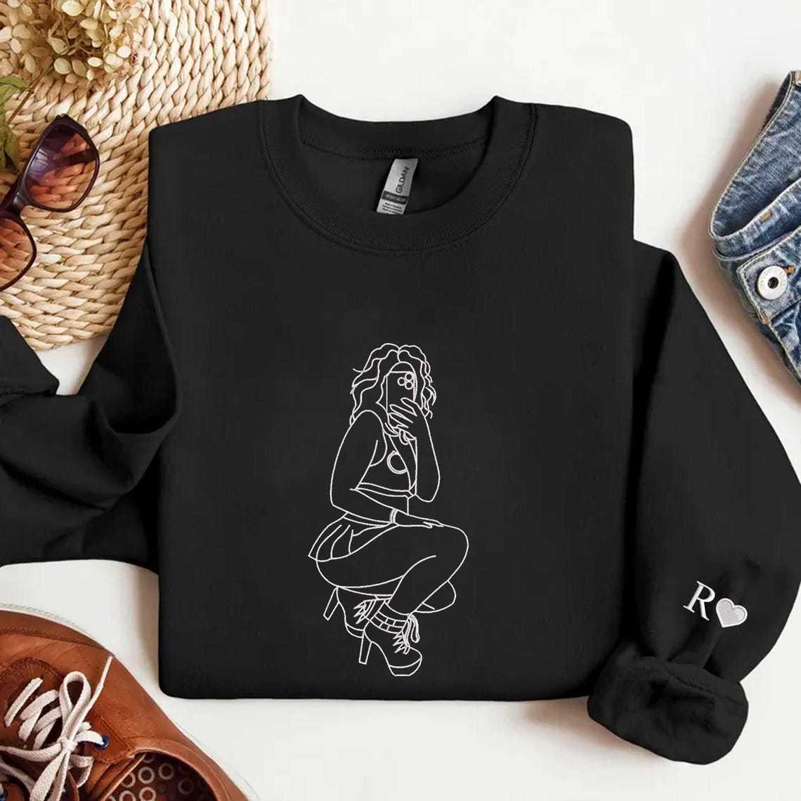 Custom Embroidered Sweatshirt – Personalized Sexy Portrait Gift for Him 💕🔥