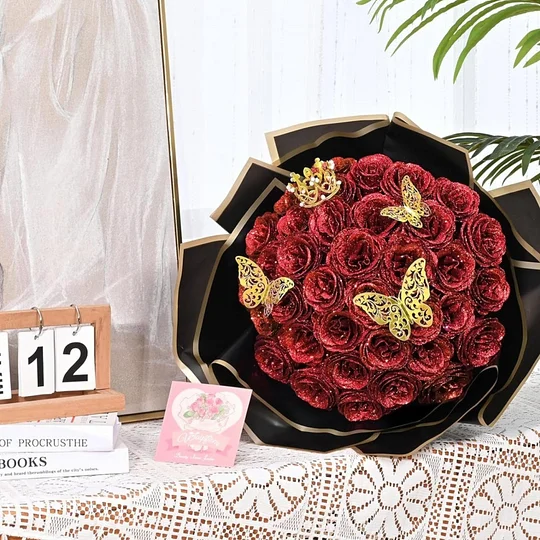 💕Glitter Rose Bouquet💕Couple Glitter Everlasting Rose Bouquet (Never Wither)