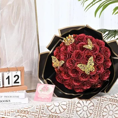 💕Glitter Rose Bouquet💕Couple Glitter Everlasting Rose Bouquet (Never Wither)